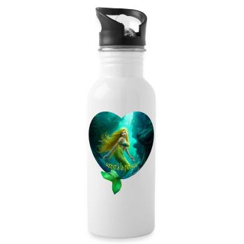 sirène addict à la plongée (coeur) - pour plongeur - Gourde avec paille intégrée - blanc - Droite