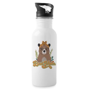 Drôle Capymama Capybara Mère Design - Gourde avec paille intégrée - blanc - Droite