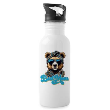Best Mom Funny Mama Bear Mother Bear Design - Water bottle with straw - white - Right