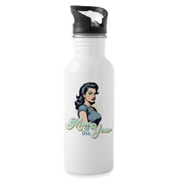 Mère de l’année Maman drôle Maman fière Design - Gourde avec paille intégrée - blanc - Droite