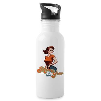 Mutter des Jahres Tolle Mama Stolze Beste - Trinkflasche mit integriertem Trinkhalm - Weiß - Rechts