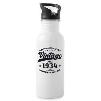 Vintage Mai 1934 Jahrgang 1934 Geburtstag 1934 - Trinkflasche mit integriertem Trinkhalm - Weiß - Rechts