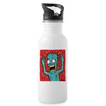 liebe es, lass es und schreie: Ein Pop-Art Cartoon - Trinkflasche mit integriertem Trinkhalm - Weiß - Rechts