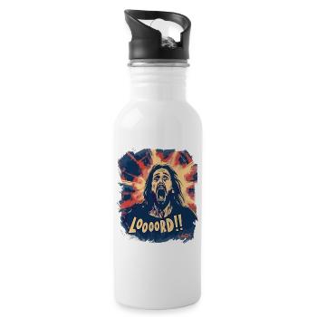 Jesus calls on the Lord, O Lord God! - Water bottle with straw - white - Right
