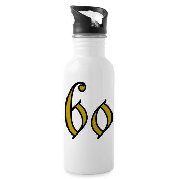60. 60 JAHRE. 60. JAHRESTAG. 60. GEBURTSTAG. - Trinkflasche mit integriertem Trinkhalm - Weiß - Rechts