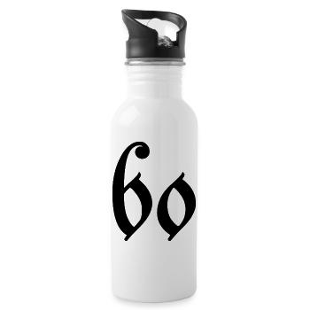 60. 60 JAHRE. 60. JAHRESTAG. 60. GEBURTSTAG. - Trinkflasche mit integriertem Trinkhalm - Weiß - Rechts