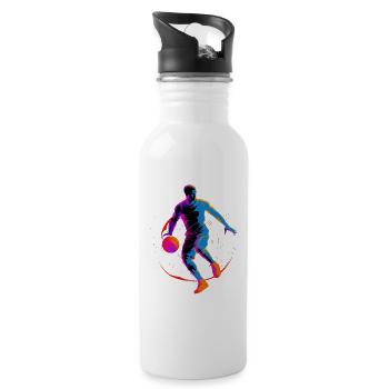 90er Basketball Liebhaber - Trinkflasche mit integriertem Trinkhalm - Weiß - Rechts
