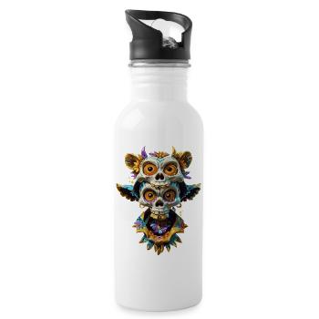 Animal skull totem - Water bottle with straw - white - Right