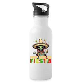 Funny Fiesta Saying to Party Here - Water bottle with straw - white - Right