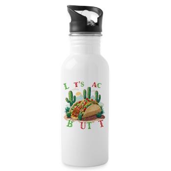 Cinco De Mayo Funny Taco Saying Mexican - Water bottle with straw - white - Right