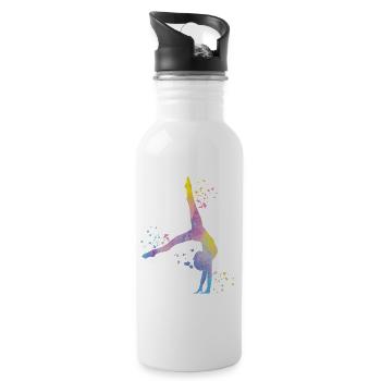 Gymnaste avec clubs de gymnastique rythmique - Gourde avec paille intégrée - blanc - Droite