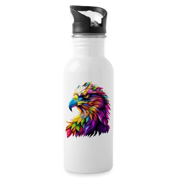 Eagle Pop Art Bright Colors Golden Eagle White-tailed Eagle - Water bottle with straw - white - Right