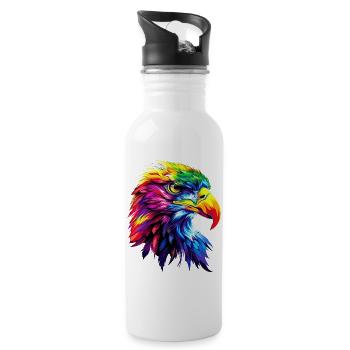 Eagle Pop Art Bright Colors Golden Eagle White-tailed Eagle - Water bottle with straw - white - Right
