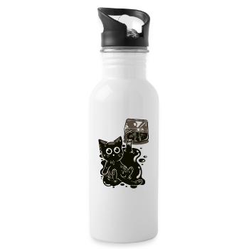 Un chaton noir dans l'encre - humour - Gourde avec paille intégrée - blanc - Droite