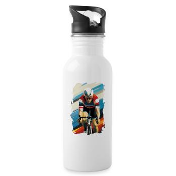 Simply Retro Road Bike Ride - Water bottle with straw - white - Right