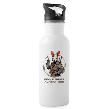 Paramedic Rabbit : La guerre fait un doigt d’honneur à mon majeur - Gourde avec paille intégrée - blanc - Droite