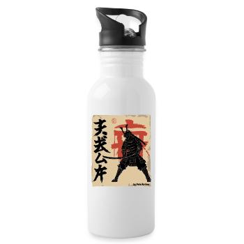 Japan japanischer vintage retro Samurai - Trinkflasche mit integriertem Trinkhalm - Weiß - Rechts