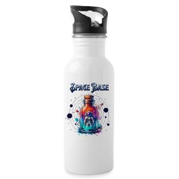 Weltraumflasche – Astronaut im Neonglas - Trinkflasche mit integriertem Trinkhalm - Weiß - Rechts