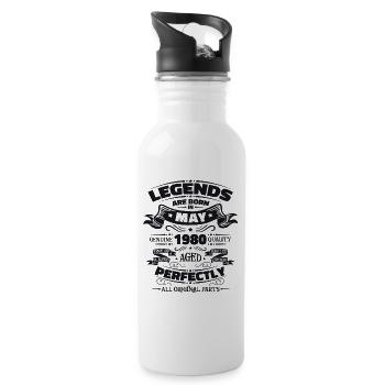 Legende Mai 1980 Jahrgang 1980 Geburtstag 1980 - Trinkflasche mit integriertem Trinkhalm - Weiß - Rechts
