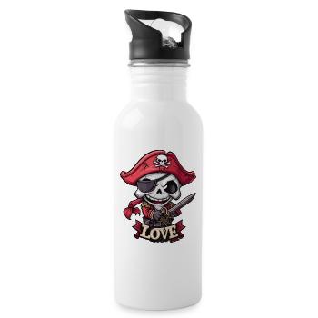 Chibi Cool et Drôle Amour Pirate Squelette - Gourde avec paille intégrée - blanc - Droite