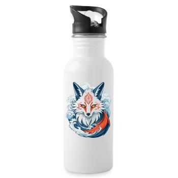 Masque Kitsune Japonais Anime Kawaii Renard Fantôme - Gourde avec paille intégrée - blanc - Droite