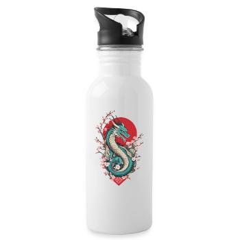 Dragon Anime Fan Japanese Dragon Vintage Style - Water bottle with straw - white - Right