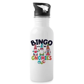 Bingo avec mes gnomies Bingo amusant - Gourde avec paille intégrée - blanc - Droite