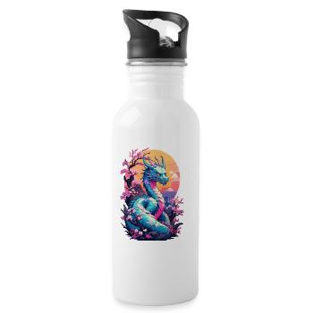 Dragon Anime Fan Japanese Dragon Vintage - Water bottle with straw - white - Right