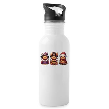 Happy Hallothanksmas Capybara Weihnachts Capybaras - Trinkflasche mit integriertem Trinkhalm - Weiß - Rechts