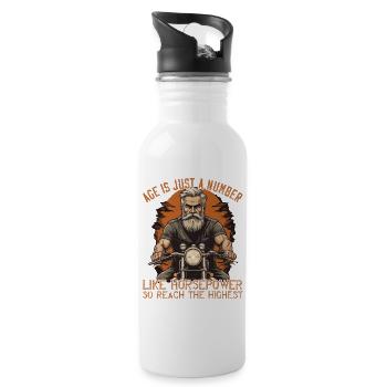 Alter Ist Pferdestärke Lustiger Biker Opa Design - Trinkflasche mit integriertem Trinkhalm - Weiß - Rechts