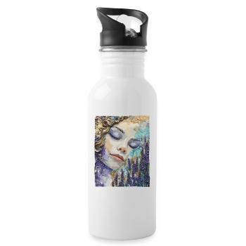 Mädchen schläft im Lavendel - Trinkflasche mit integriertem Trinkhalm - Weiß - Rechts