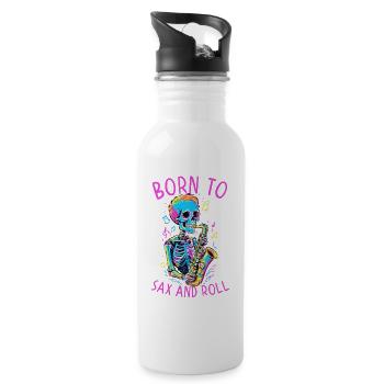 Born to be a Saxophonist Funny Jazz Design - Water bottle with straw - white - Right