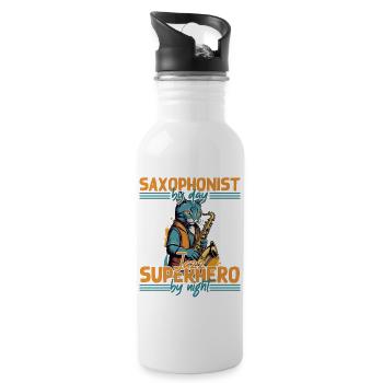 Lustiger Saxophon Spruch Für Jazz Musik Fans - Trinkflasche mit integriertem Trinkhalm - Weiß - Rechts