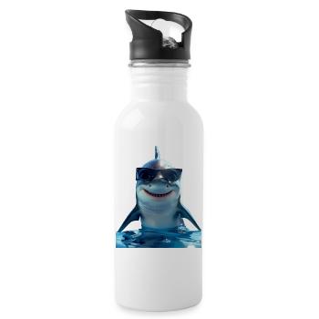 Requin Requin Requin Tigre Requin Requin Gris Grand Requin Blanc - Gourde avec paille intégrée - blanc - Droite