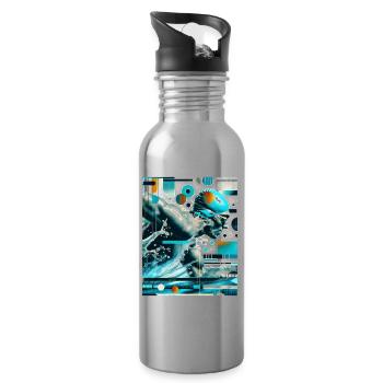 Dynamic float in action - Water bottle with straw - silver - Right