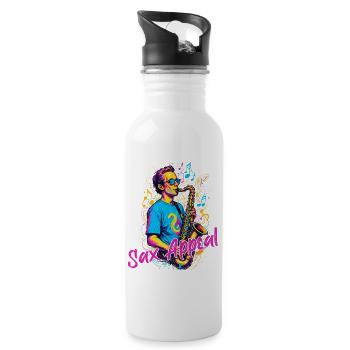 Lustiges Saxophon Design Jazz Musik Liebhaber - Trinkflasche mit integriertem Trinkhalm - Weiß - Rechts