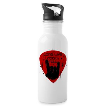 Lang lebe Rock'n'Roll - Trinkflasche mit integriertem Trinkhalm - Weiß - Rechts