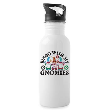 Bingo avec mes gnomies Bingo amusant - Gourde avec paille intégrée - blanc - Droite