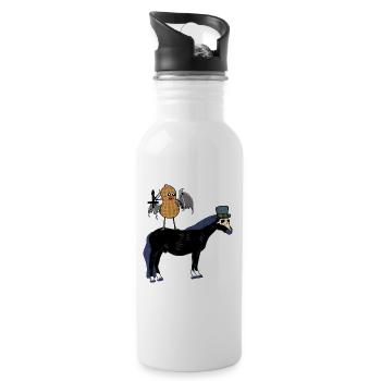 Erdnuss Vampier Mittelalter Kreuz Pferd Halloween - Trinkflasche mit integriertem Trinkhalm - Weiß - Rechts
