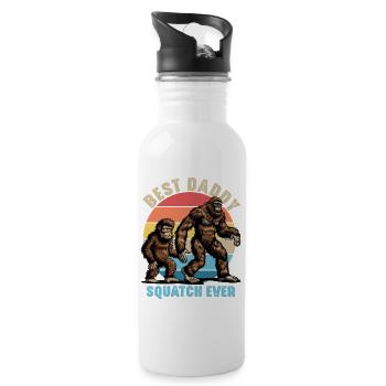 Best Daddy Squatch Ever - Trinkflasche mit integriertem Trinkhalm - Weiß - Rechts