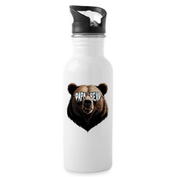 Bären Vater Lustiger Vater Perfekter Style - Trinkflasche mit integriertem Trinkhalm - Weiß - Rechts
