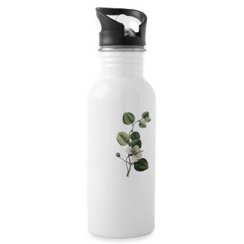 Letter Q Botanical Green - Water bottle with straw - white - Right