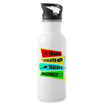 Essen Schlafen Tauchen wiederholen - Trinkflasche mit integriertem Trinkhalm - Weiß - Rechts