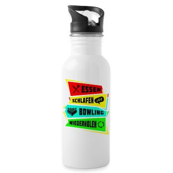 Eat Sleep Repeat bowling - Water bottle with straw - white - Right