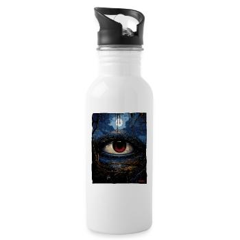 Das blau-rote Auge des Horror - Trinkflasche mit integriertem Trinkhalm - Weiß - Rechts