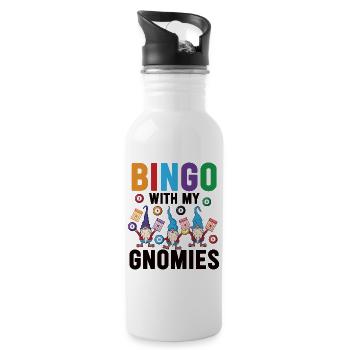 Bingo avec mes gnomies Bingo amusant - Gourde avec paille intégrée - blanc - Droite