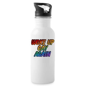Woke up gay again - Water bottle with straw - white - Right