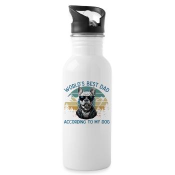 Welt Bester Hundepapa Französische Bulldogge - Trinkflasche mit integriertem Trinkhalm - Weiß - Rechts