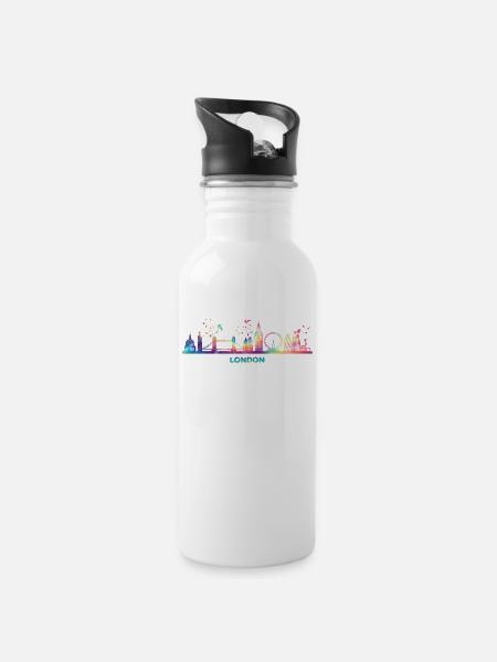 Londoner Skyline London - Water bottle with straw - white