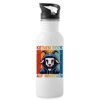 Schwarzer Humor Keinen Bock Auf Menschen Sarkasmus - Trinkflasche mit integriertem Trinkhalm - Weiß - Rechts